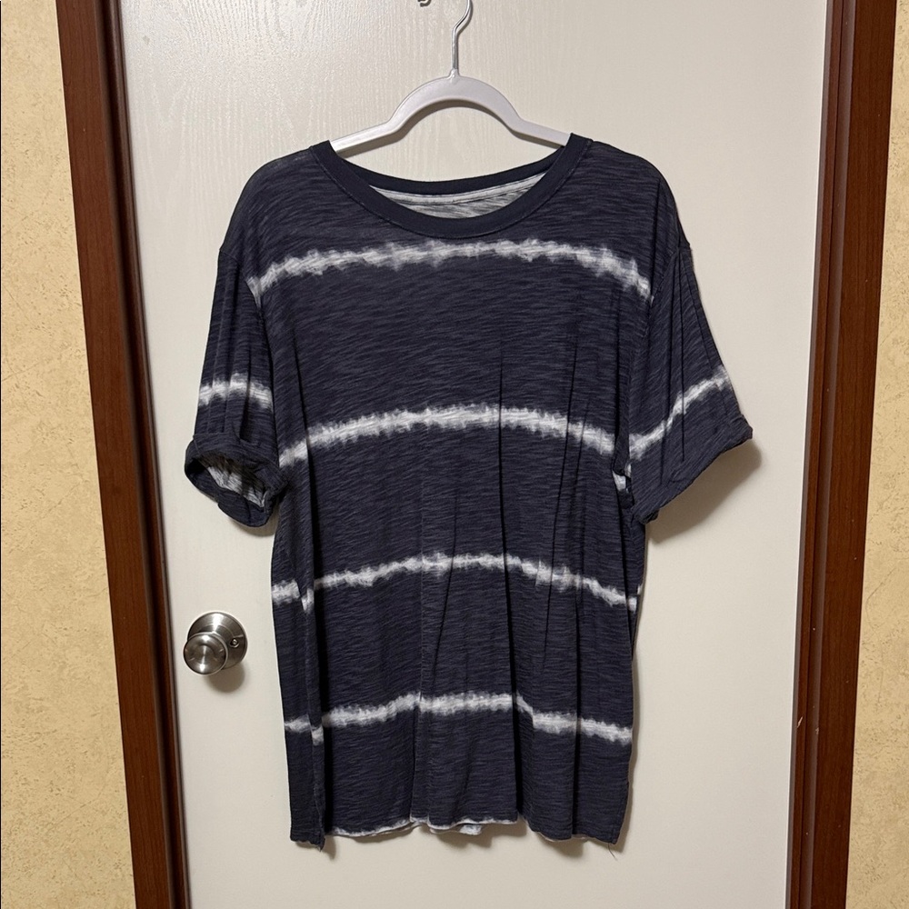 Maurices Women’s Navy and White Striped Shirt Size L